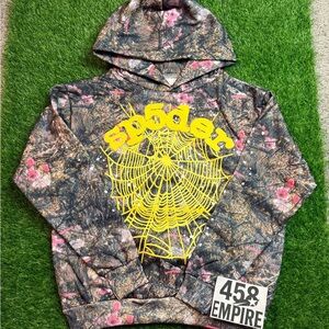 Spider Graphic Hoodie - Yellow and Pink